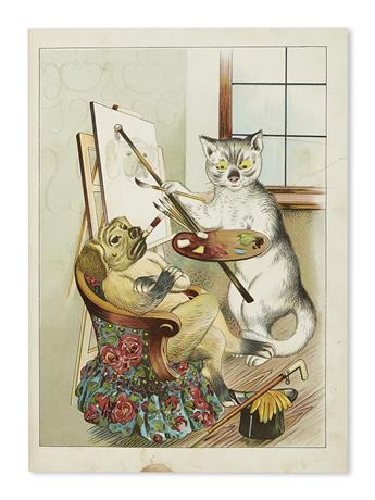 (CHILDRENS LITERATURE.) MEGGENDORFER, LOTHAR. Artistic Pussy and Her Studio, Moving Pictures With Other Tales.